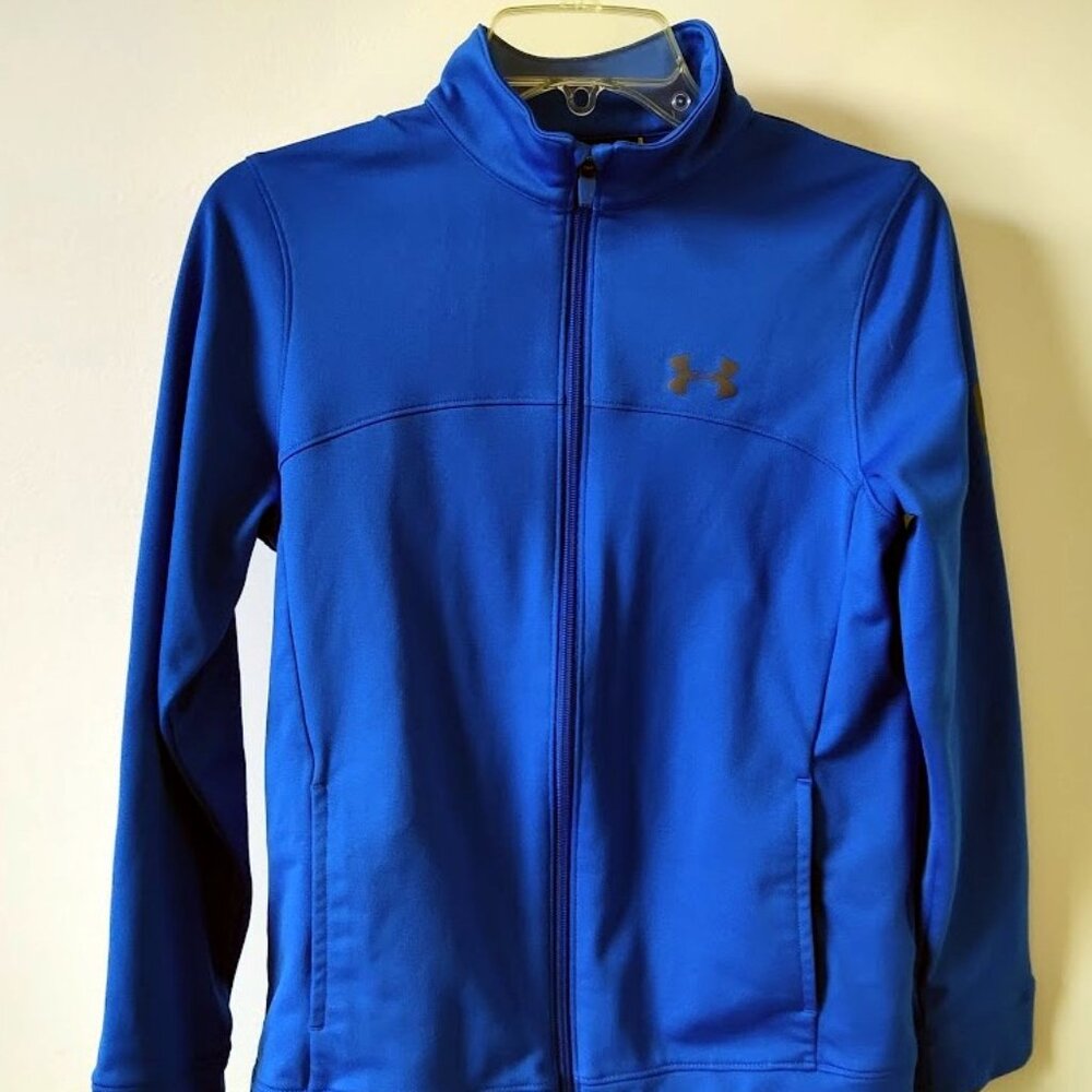 Under Armour Boy's Blue Full Zip Pennant Warm-Up Jacket - Size Large (YLG/JG/G)
